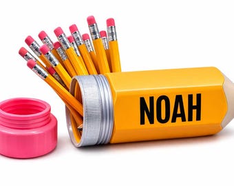 Estuche gigante para lápices personalizado: estuche para lápices impreso en 3D con nombre personalizado y almacenamiento oculto.