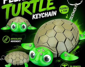 Llavero Tortuga Flexi – Charm articulado duradero impreso en 3D