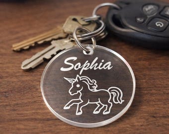 Llavero acrílico personalizado, etiqueta con nombre grabada con láser, dije personalizado para mochila, redondo de 2 pulgadas