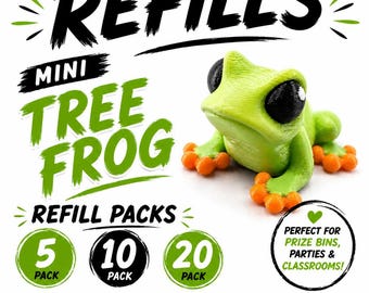 Pack de recambios de mini ranas arborícolas: juguetes impresos en 3D para urnas de premios, fiestas y aulas.