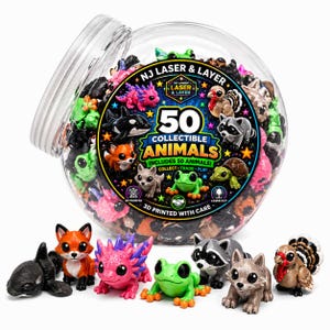 Custom 50 Pack 3D Printed Animals – Pick Your Own Mix – Classroom Prize Bin, Party Favors, Treasure Box Toys