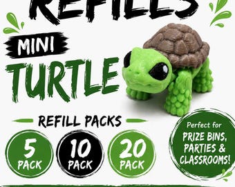Paquete de recarga de mini tortugas – Juguetes para cajas de premios impresos en 3D – Elige 5, 10 o 20 – Recompensas para el aula, recuerdos de fiesta, rellenos para cajas de tesoros