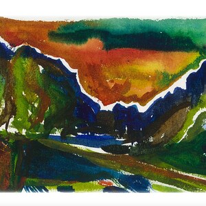 Robuste Skyline (A2) Wild, Erdigen Aquarell Malerei Druck Karte Dekor Poster Natur Ornamente Raum Foto Künstlerische Dekoration Wand Stürmisch