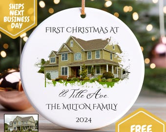 Personalized New Home Photo Ornament New Home Christmas Ornament First Home Ornament Custom Watercolor House Ornament New Home Gift