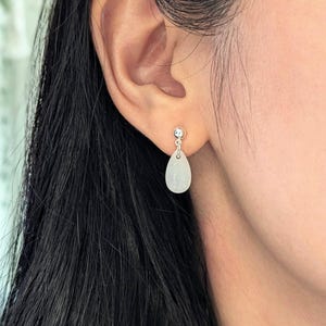 Pendientes de jade blanco, aros de plata, pendientes de bola, hechos a mano, jade artificial, Año Nuevo Lunar