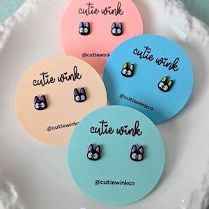 Pendientes de gato hechos a mano, joyería de anime kawaii de dibujos animados de brujas y fantasía mágica, regalo para amantes de los gatos