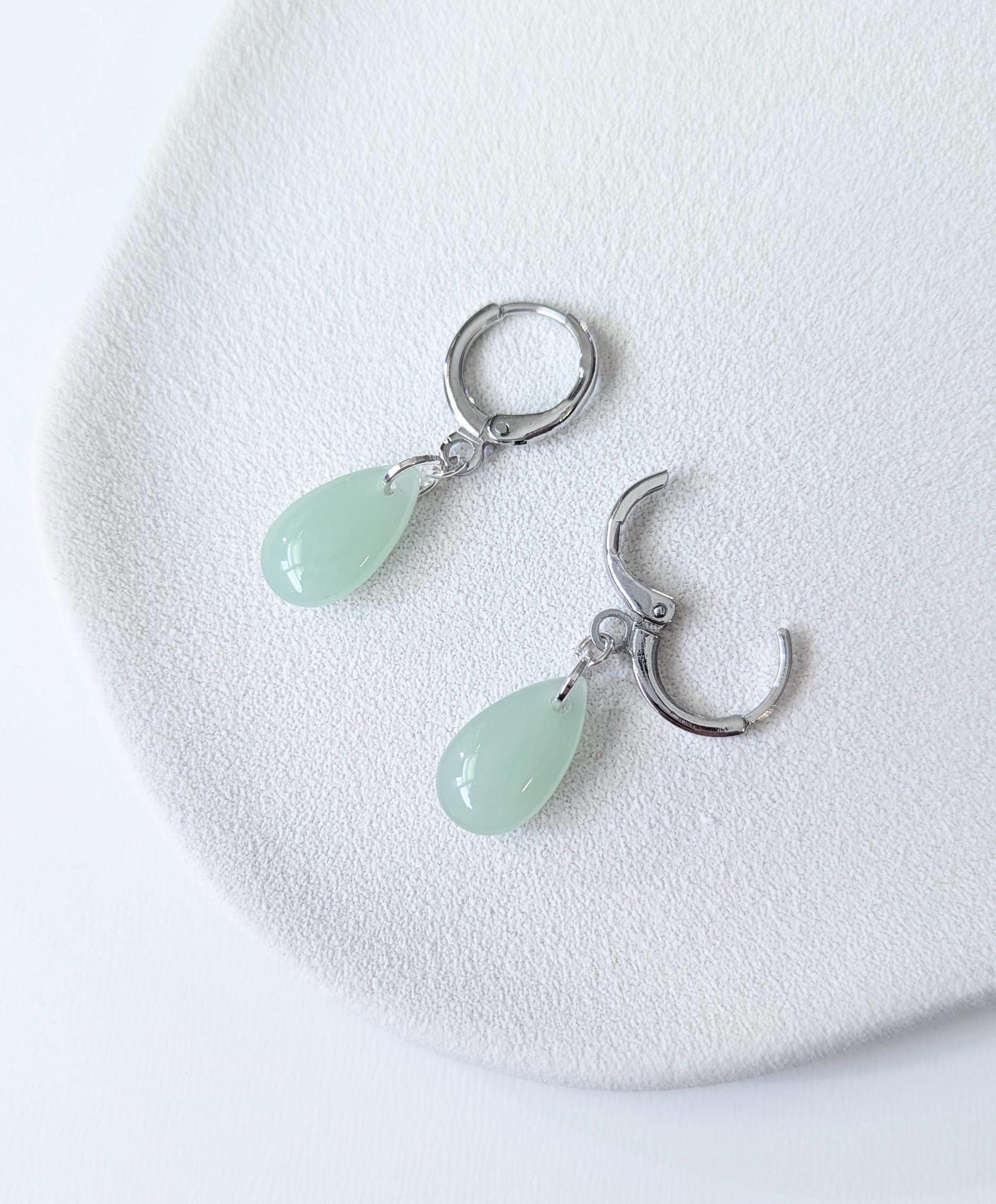 Orecchini Goccia Verde Chiaro Monachelle Argentate - Gioielli - Ore... | Su - Foto 2