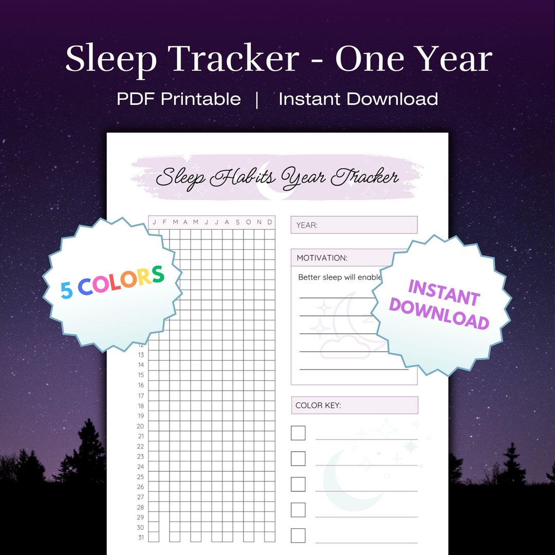 Sleep Tracker one Year Printable Sleep Journal Printable Planner Yearly ...