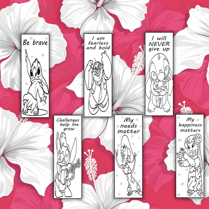 12 Coloring Bookmark Printable School Activity Bookmark for Kids Lilo ...