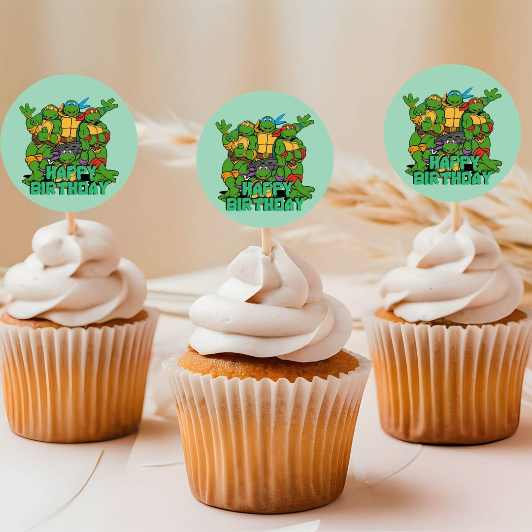 TMNT Cake Topper Printable Turtle Party Decoration Theme Turtle Lover ...