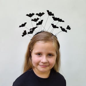 Halloween Bat Headband: Flexible Feather Crown, Adult Costume