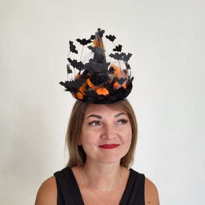Witch Fascinator Hat: Bat Headband - Halloween Costume Accessory