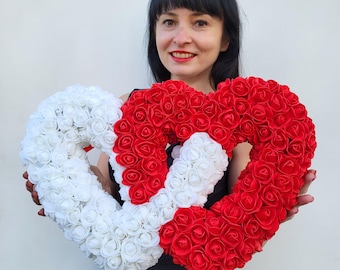 Rote und weiße Rose Herzkranz - Valentinstag Dekor