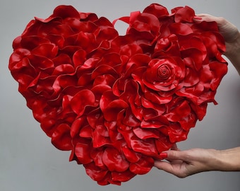 Valentinstag Herzkranz, Türkranz Rotes Herz, Rose HERZKRANZ, Rotes Herz hängend, Valentinstagskranz, Herz-Türkranz