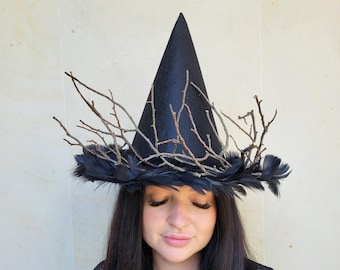 Feathered Witch Hat: Halloween Costume Accessory