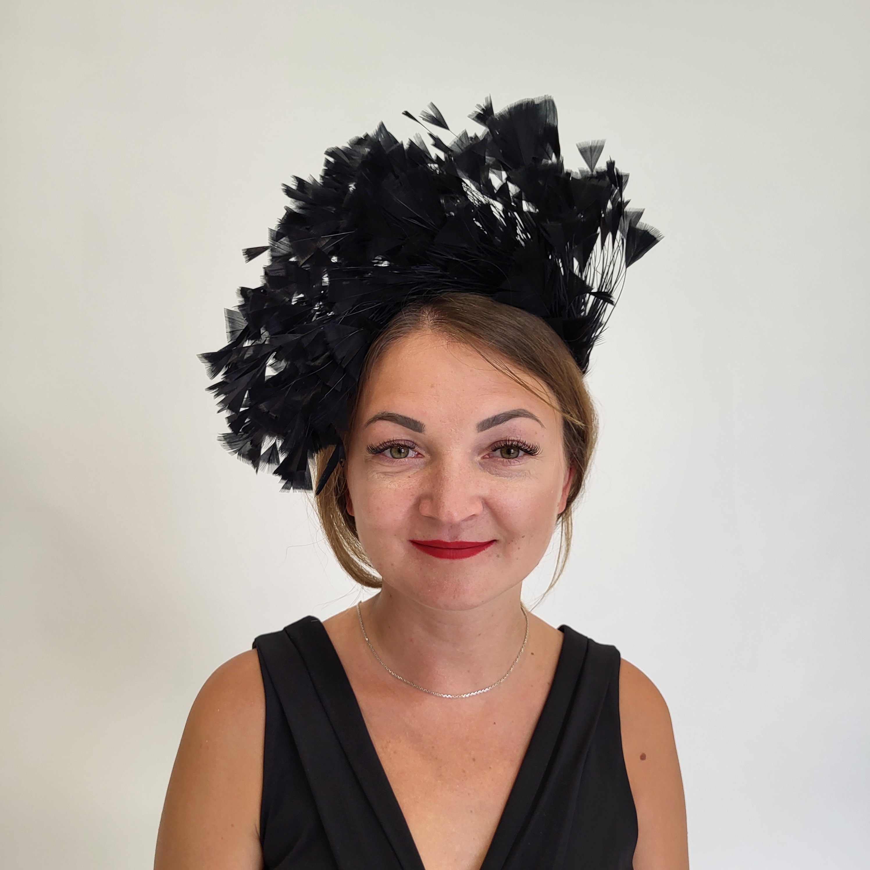 Black Feather Fascinator Headband: Halloween Halo Crown - Etsy