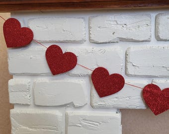 Glitter Red Heart Garland: Valentine's Day Banner