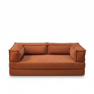 Corduroy Floor Sofa, 12 Inch Thick Seating, Washable Loveseat, Modular Sleeper Couch image 10