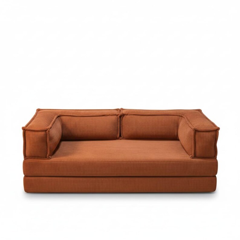 Corduroy Floor Sofa, 12 Inch Thick Seating, Washable Loveseat, Modular Sleeper Couch image 10