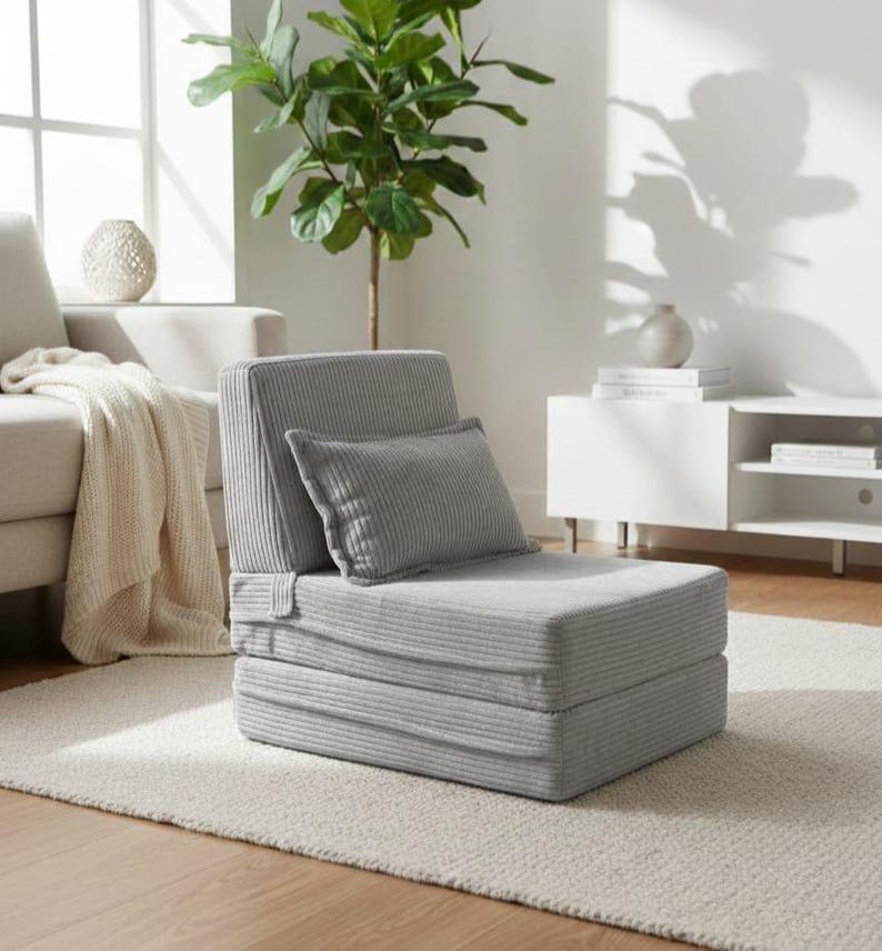 Hopfällbar golvfåtölj i manchester, bäddsoffa, moderna loungemöbler för gästbädd bild 1