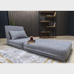 Hopfällbar golvfåtölj i manchester, bäddsoffa, moderna loungemöbler för gästbädd bild 7