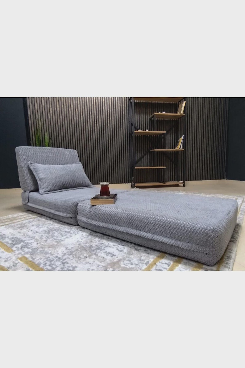 Hopfällbar golvfåtölj i manchester, bäddsoffa, moderna loungemöbler för gästbädd bild 7