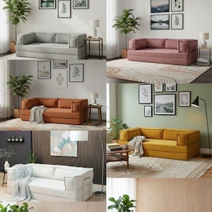 Corduroy Floor Sofa, 12 Inch Thick Seating, Washable Loveseat, Modular Sleeper Couch image 8