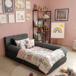 Sofá cama de pana para el suelo: cojín de suelo Montessori para niños, asiento para guardería. imagen 5