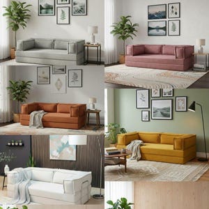 Canapé de sol en velours côtelé, 30 cm d'épaisseur, causeuse lavable en velours côtelé, canapé-lit sur mesure image 3