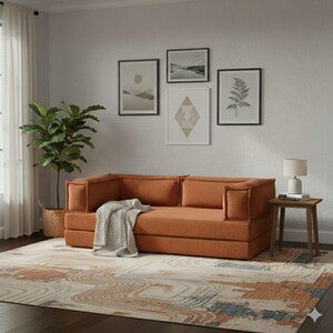 Corduroy Floor Sofa, 12 Inch Thick Seating, Washable Loveseat, Modular Sleeper Couch image 12
