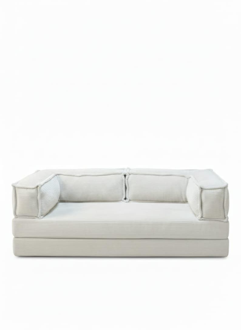 Divano da pavimento in velluto a coste, seduta da pavimento spessa 30 cm, divanetto a due posti in velluto a coste lavabile, divano letto modulare, divano letto su misura, salotto immagine 11