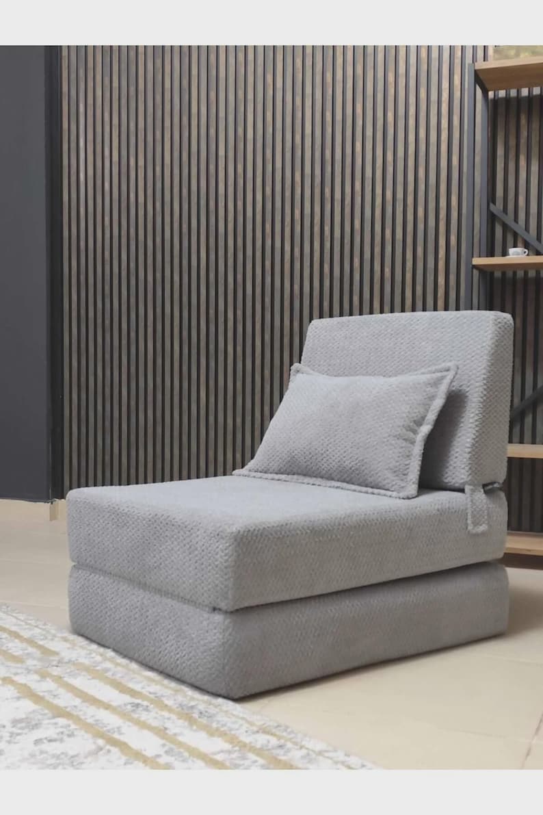 Hopfällbar golvfåtölj i manchester, bäddsoffa, moderna loungemöbler för gästbädd bild 2