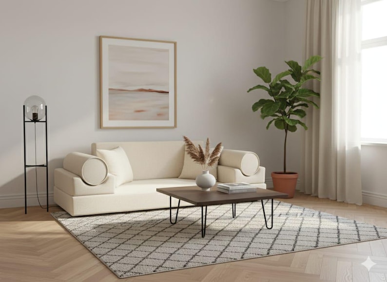 Corduroy vloerbank, wasbare geribbelde fluwelen slaapbank, aangepast formaat dagbed afbeelding 8