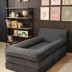 Sofá cama de pana para el suelo: cojín de suelo Montessori para niños, asiento para guardería. imagen 4