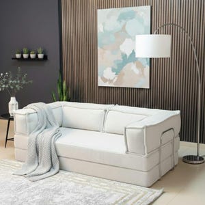 Divano da pavimento in velluto a coste, seduta da pavimento spessa 30 cm, divanetto a due posti in velluto a coste lavabile, divano letto modulare, divano letto su misura, salotto immagine 1