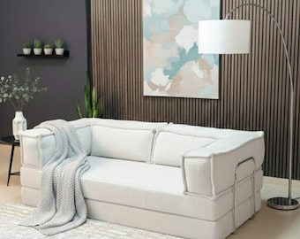 Divano da pavimento in velluto a coste, seduta da pavimento spessa 30 cm, divanetto a due posti in velluto a coste lavabile, divano letto modulare, divano letto su misura, salotto