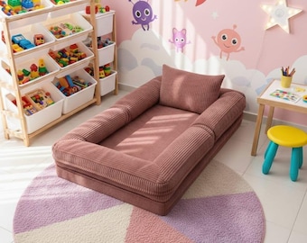 Montessori Baby Floor Bed,  Fabric Play Mat, Custom Size Activity Gym