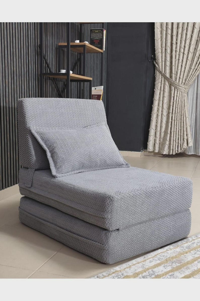 Hopfällbar golvfåtölj i manchester, bäddsoffa, moderna loungemöbler för gästbädd bild 3