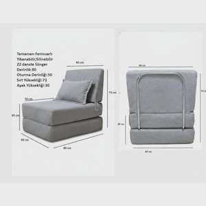 Hopfällbar golvfåtölj i manchester, bäddsoffa, moderna loungemöbler för gästbädd bild 9