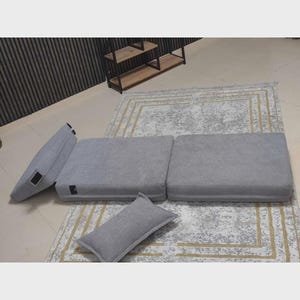 Hopfällbar golvfåtölj i manchester, bäddsoffa, moderna loungemöbler för gästbädd bild 6