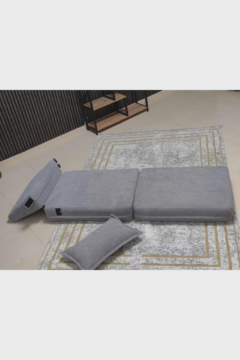 Hopfällbar golvfåtölj i manchester, bäddsoffa, moderna loungemöbler för gästbädd bild 6