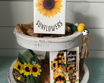 Sunflowers Tier Tray Decor