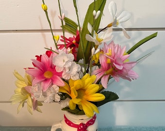 Farmhouse Tiny Mason Jar Mug with Flowers