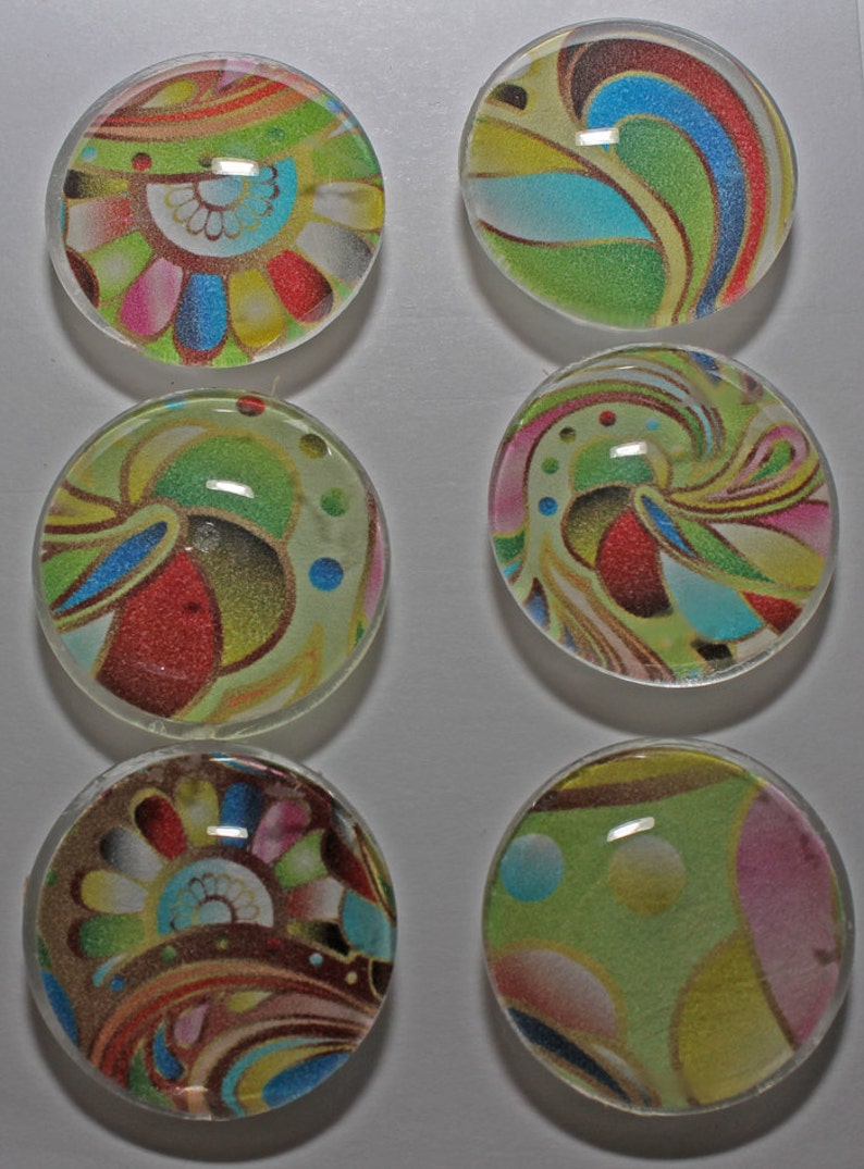 Abstract Glass Gem Super Strong Magnets Set of 6