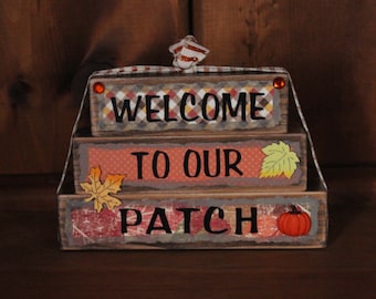 Welcome to Our Patch Wood Word Block Stacker Decorative Sign Decoration