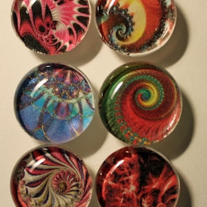 Abstract Glass Gem Super Strong Magnets Set of 6
