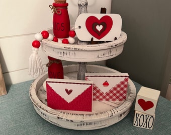 Valentine Tier Tray Red Decor