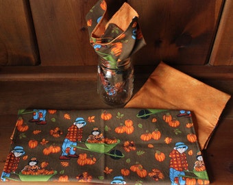 Country Fun in the Fall Reversible Cloth Napkins - Set of 4