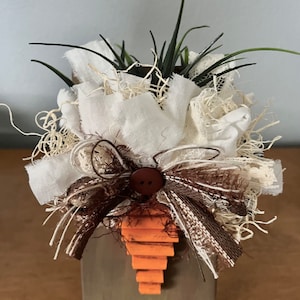 Tier Tray or Shelf Sitter Rustic Country Style Wooden Carrot with Bow