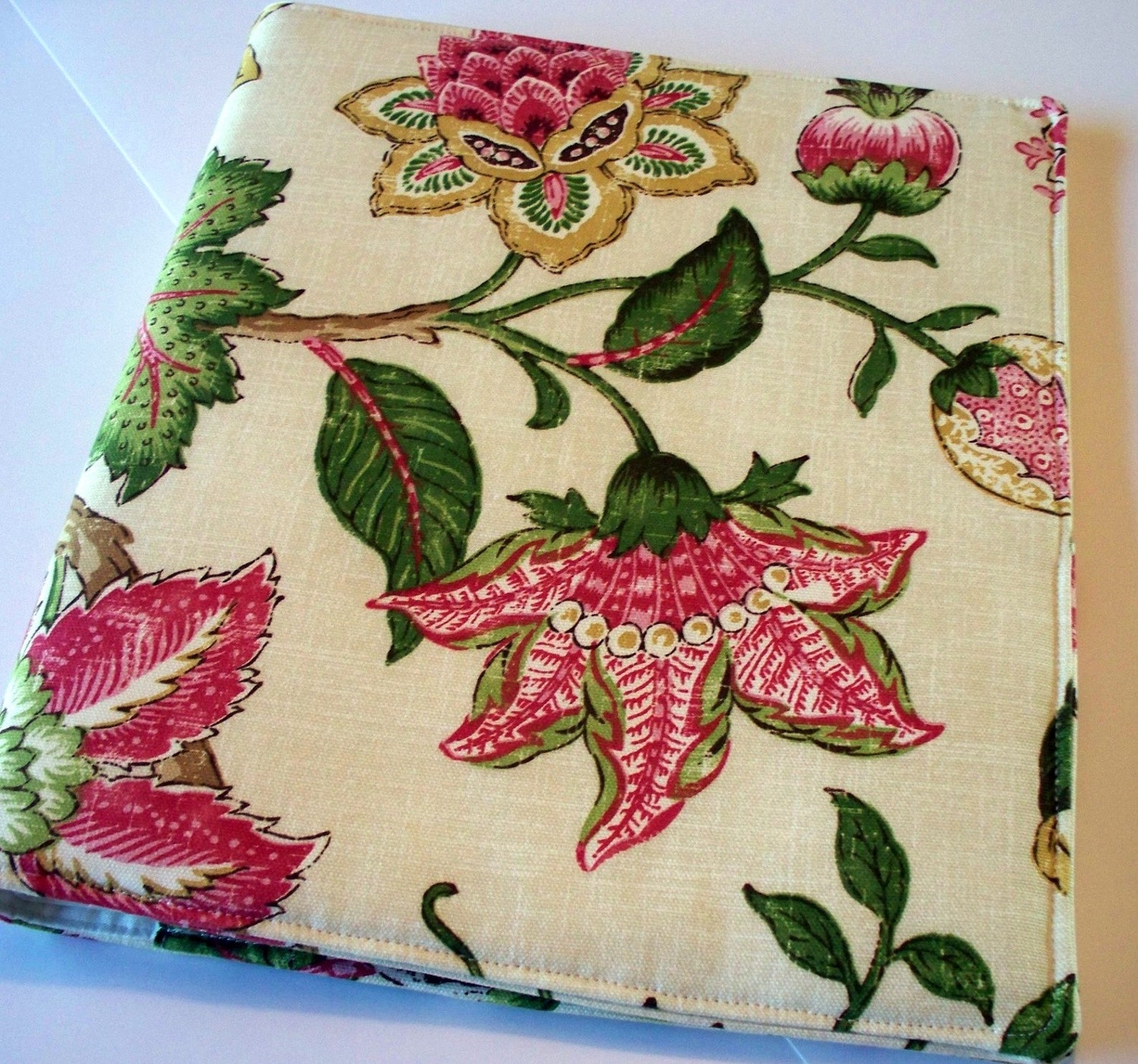 Fabric three ring binder cover with pockets bright botanical Etsy